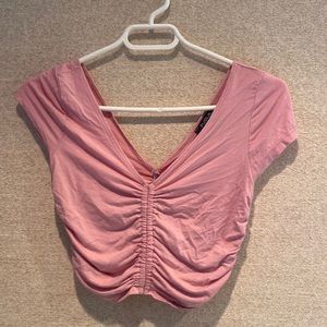 Front scrunch pink crop top